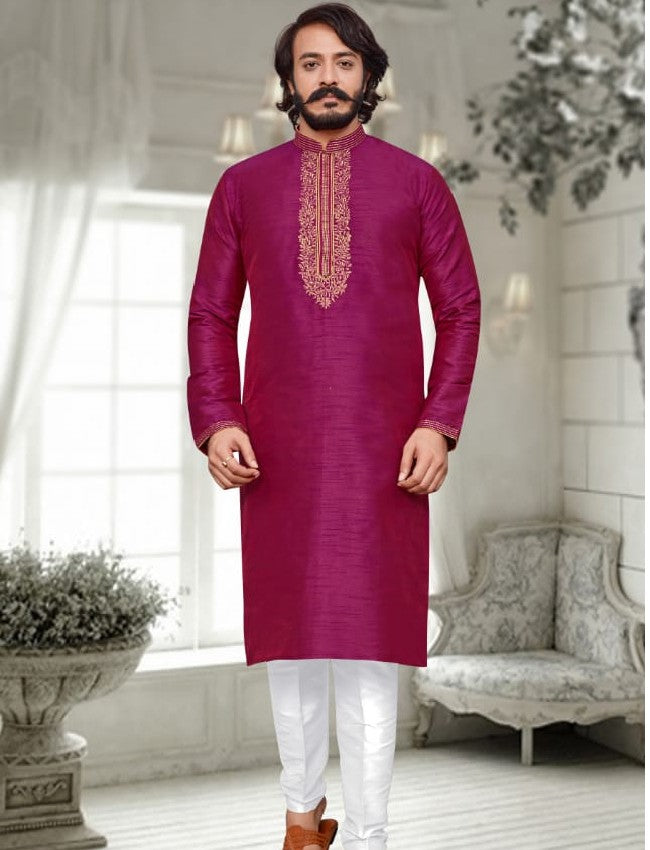 Pink Mens Kurta Pajama