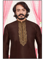 Brown Silk Mens Kurta Pajama