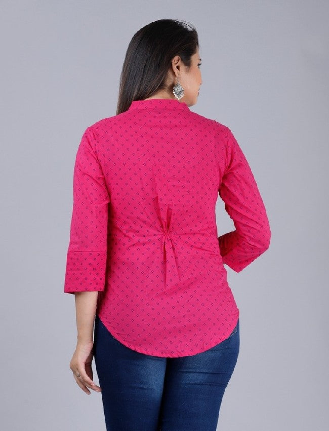 Rayon Printed Short Top - Pink