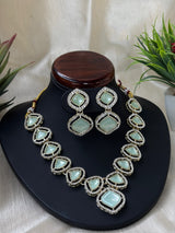 Elegant Blue Stone Necklace WithEarrings