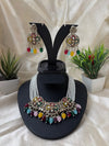 Multicolor Choker Necklace with Earrings