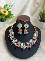 Maroon Color Floral Design Choker Neacklace