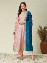 Peach Silk Anarkali Suit Women