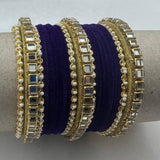 Purple Gold Stone Velvet Bangles