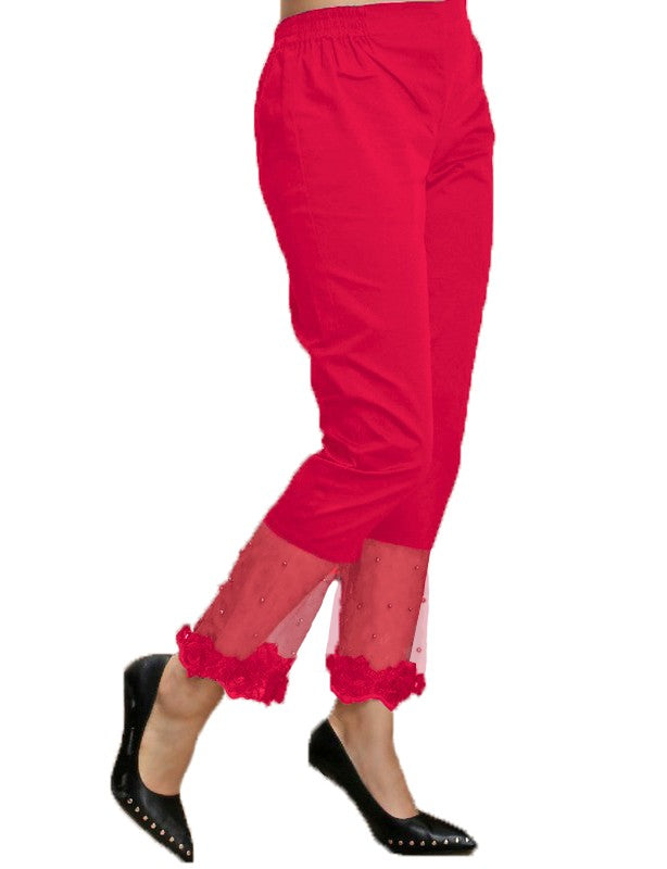 Cotton Net Pearl Stretchable Floral Pants