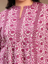 Purple Floral Printed Cotton Top