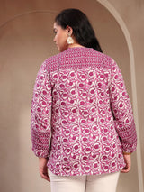 Purple Floral Printed Cotton Top