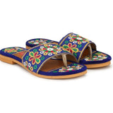 Women Blue Flats Sandal