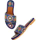 Women Blue Flats Sandal