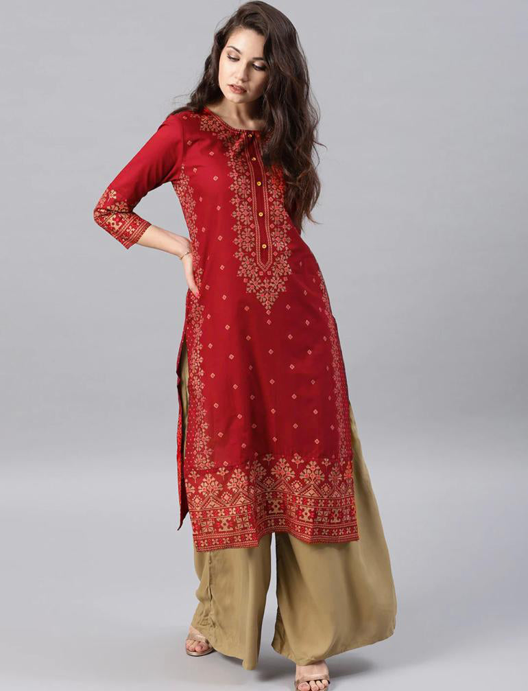 Red Printed Kurti Women