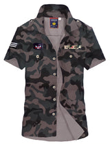 Printed grey cotton shirt men