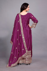 Pakistani Embroidered Silk Suit Womens