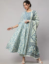 Floral Cotton printed Anarkali set