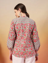 Sky Blue Printed Cotton Top