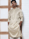 Men's Cream Silk-Blend Sequinned Embroidered Kurta