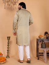 Beige Embroidered Kurta Pajama