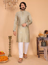 Beige Embroidered Kurta Pajama