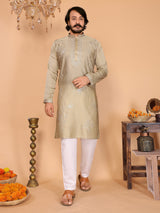 Beige Embroidered Kurta Pajama