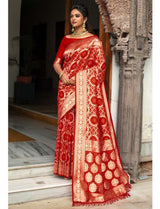 red banarasi silk saree