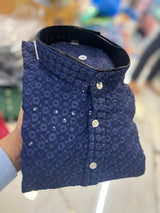 Blue Indian Chikankari Kurta Pajama