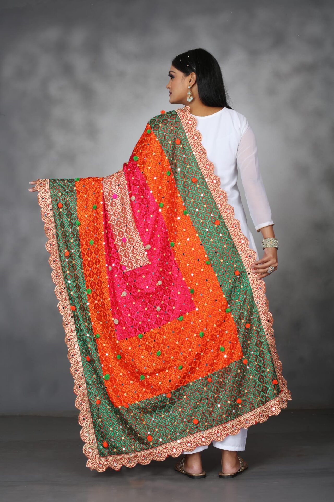 Indian Multi Colour Phulkari Dupatta