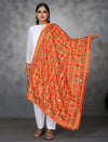 Heavy Orange Mirror Work Phulkari Dupatta