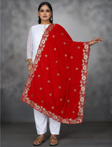 Red embroidered Velvet Shawl
