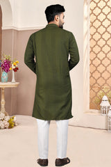 Men Sequence Cotton Blend Straight Kurta