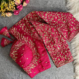 Pink Color Golden Embroidery Blouse