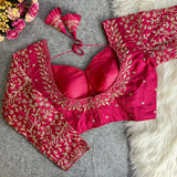 Pink Color Golden Embroidery Blouse