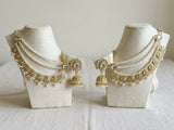 Elegant Gold-Plated Pearl Bridal Bahubali& Jhumka Earring Set