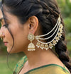 Elegant Gold-Plated Pearl Bridal Bahubali& Jhumka Earring Set