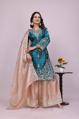Silk Embroidered Sharara Suit