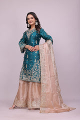 Silk Embroidered Sharara Suit