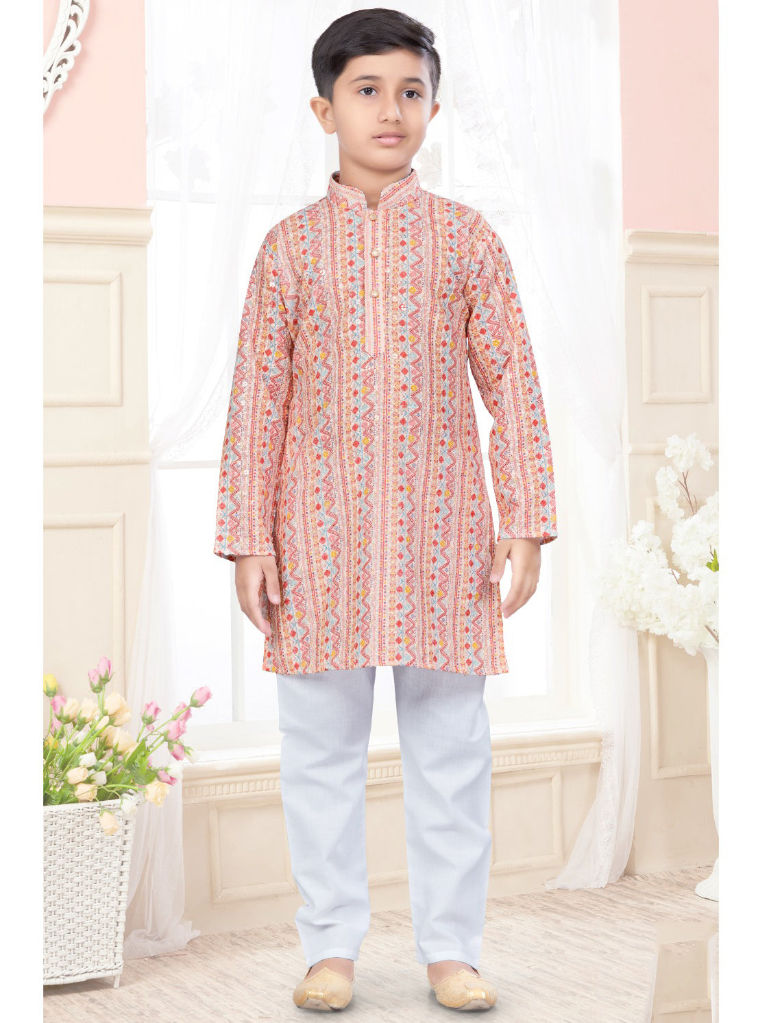 Pink Printed Kurta Pajama Kids