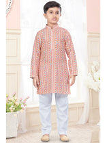 Pink Printed Kurta Pajama Kids