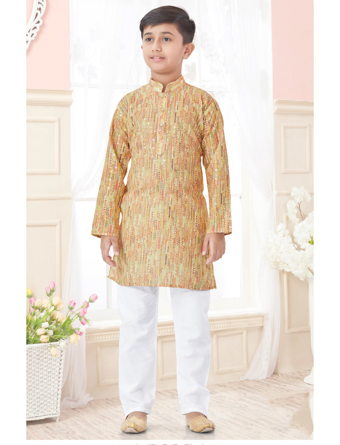 Yellow Printed Kurta Pajama