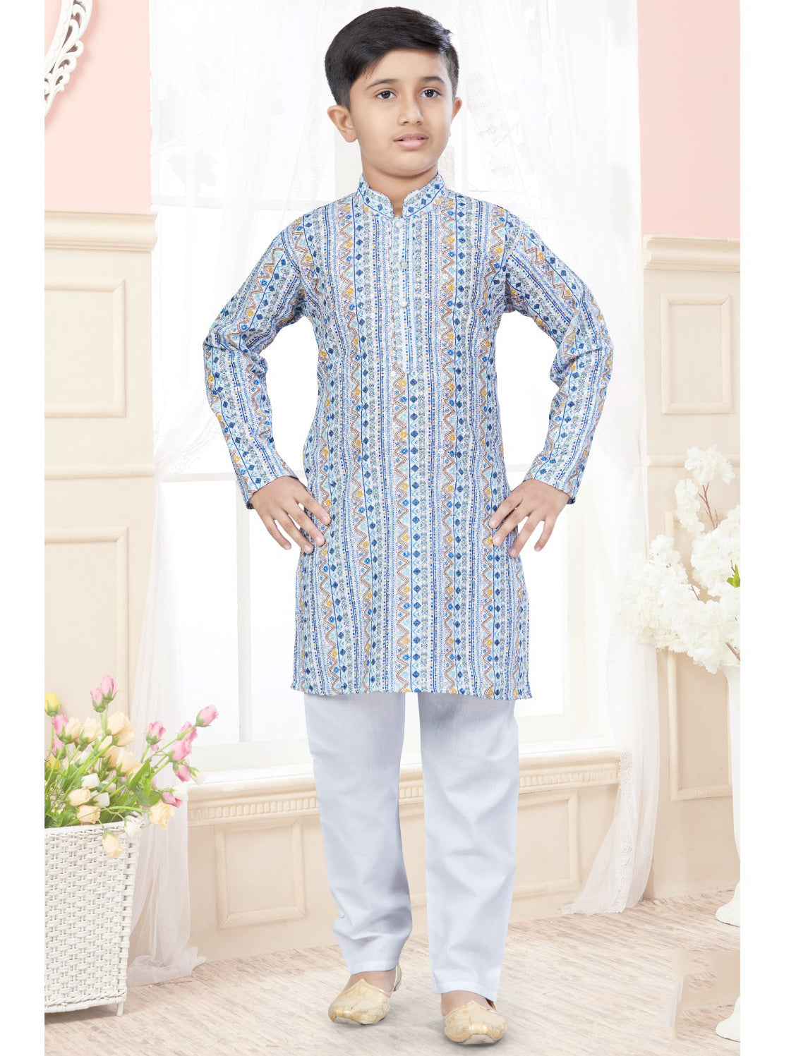 Blue Printed kurta Pajama