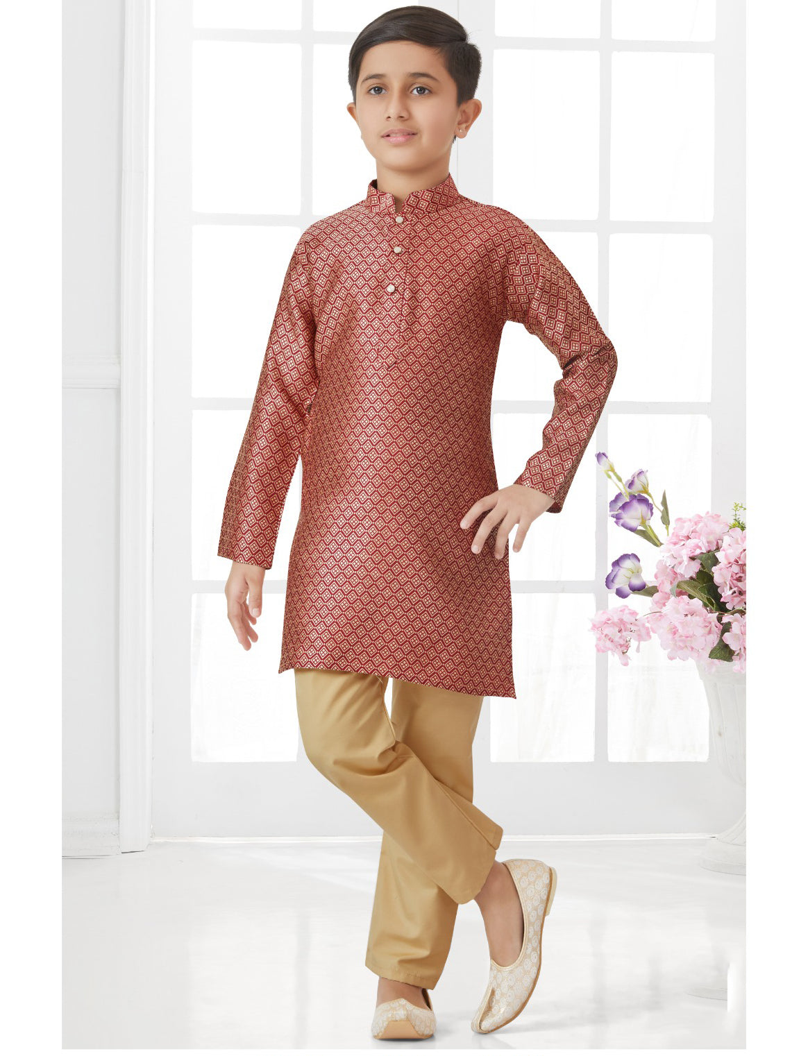 Silk Maroon Kurta Pajama