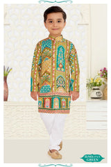 Boys' Arch-Printed Ethnic Kurta Pyjama Set