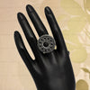Black Color Glass Stone Oxidised Ring
