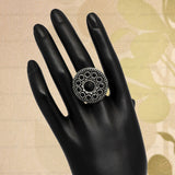 Black Color Glass Stone Oxidised Ring