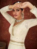 White Embroidered Anarkali Gown