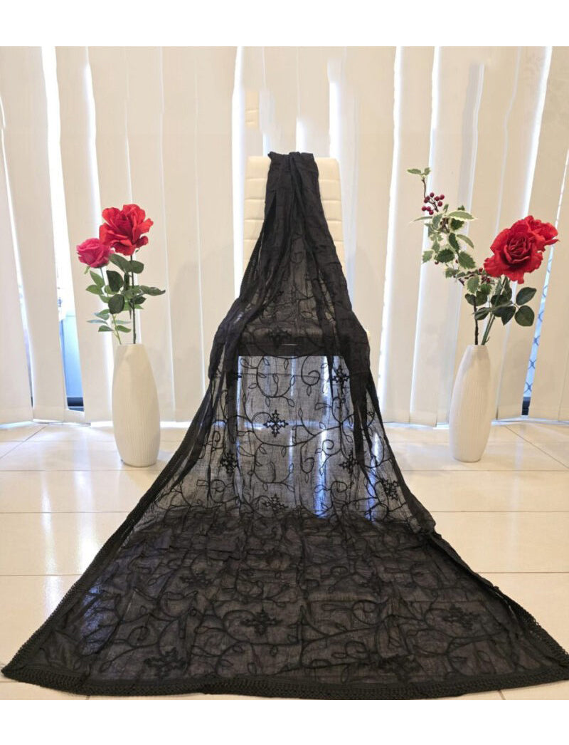Black Embroidered Dupatta
