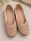 Blush pink Punjabi jutti for women with gold embroidery