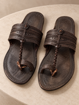 Dark brown traditional Kolhapuri chappal for men