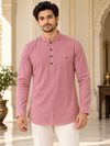 Dusty rose textured short kurta for men