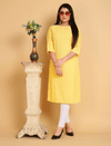 Yellow Embroidered Rayon A-line Kurta
