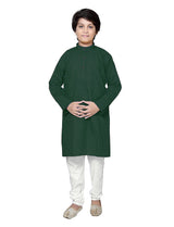 Plain Cotton Kurta Pyjama - Green