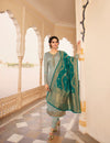 Grey light embroidery Suit Banarsi Duppata